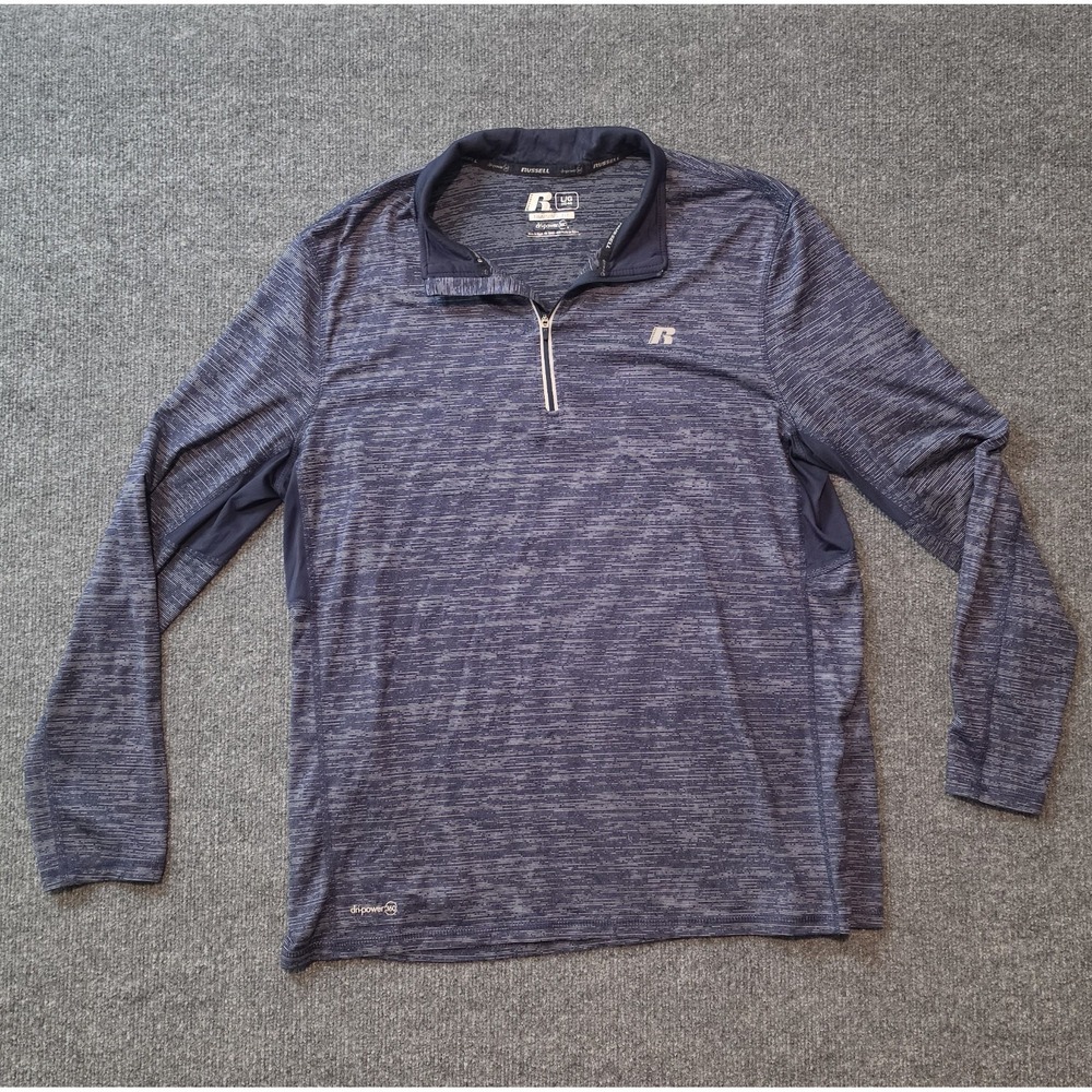 Russell Athletic Drip Power 360 Mens LG Blue 1/4 Zip Pullover Shirt